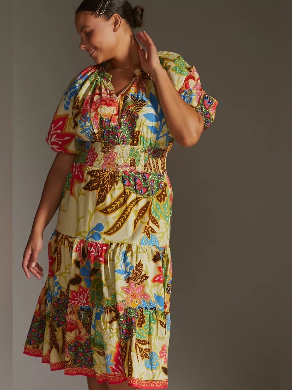 Conditions Apply for Anthropologie Multicolor Floral Tiered Maxi Dress size 14 - Picture 3 of 15